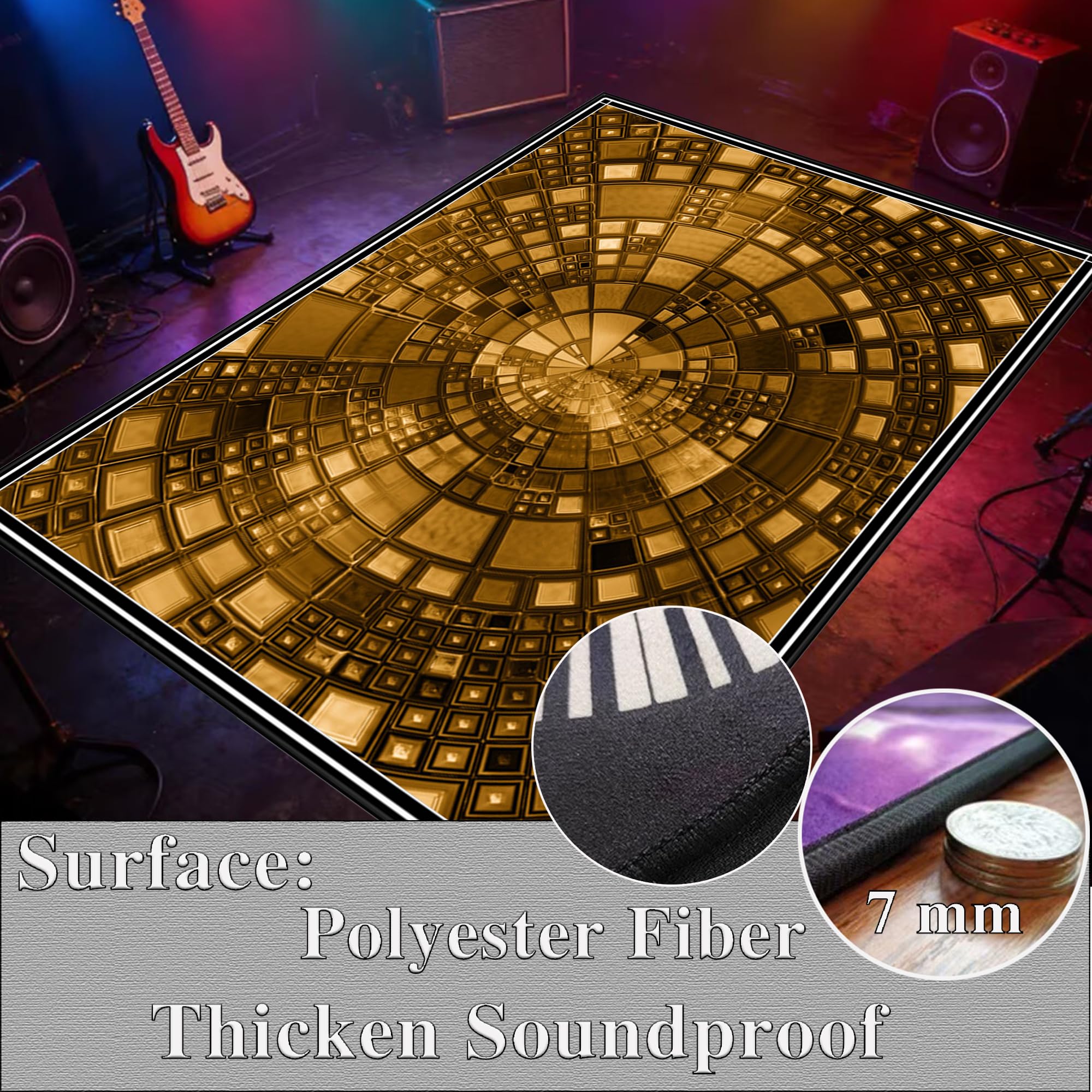 210 x 180 cm Tappeti per Batteria Tappeto A Tamburo Tappetino per Batteria Acustica Tappeto Drum Tappetino Antiscivolo Insonorizzato Elettroniche Rullante Acustica Snare Strumenti Musicali Coperta