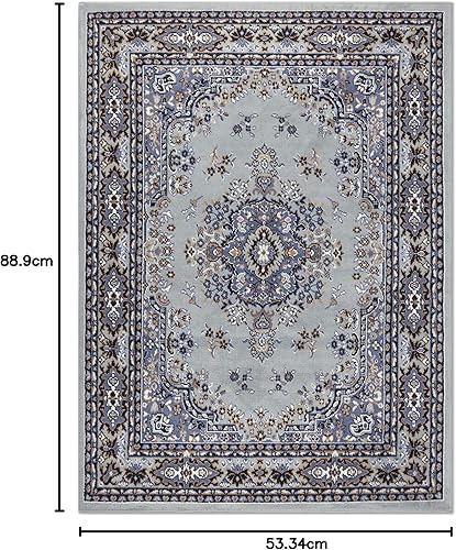 Miniatura 145 de Home Dynamix Premium Sakarya - Tapete tradicional con borde y medallón, gris, tapete rectangular de 7 pies 8 pulgadas x 10 pies 7 pulgadas Azul