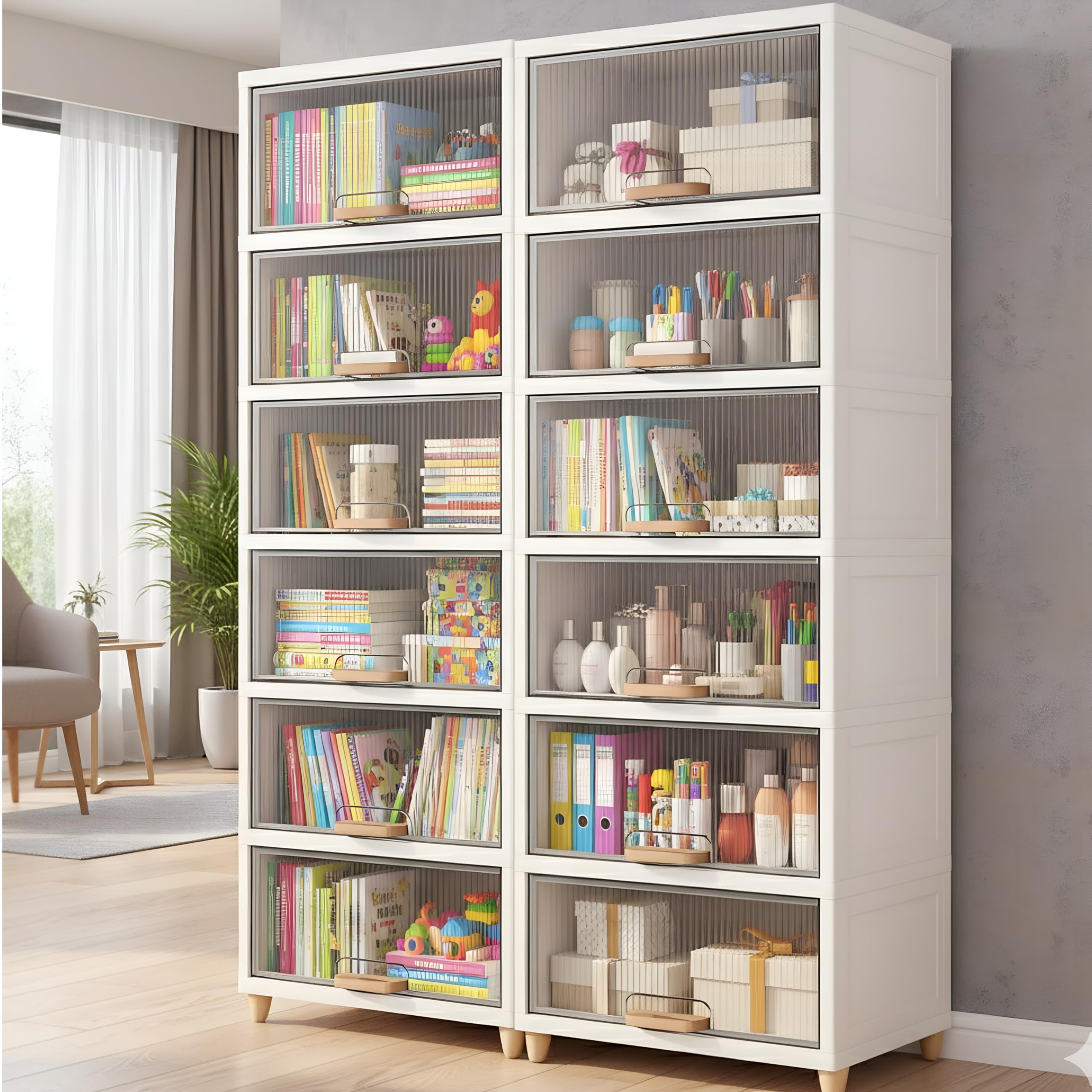 DecoLogy Bookshelf for Home |Engineered Books Organizer for Study Room | Multipurpose Book Shelf for Home, Office |Book Organizer for Library | Living Room Furniture (Cupboard Rack-Transparent 5PCS) 3