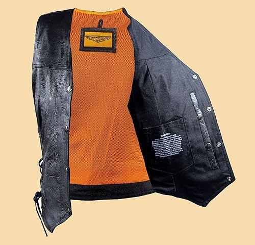 Miniatura 3 de Dream - Chaleco de cuero para mujer, 7 bolsillos, bolsillos laterales, bolsillo para pistola en el interior, regular, Regular