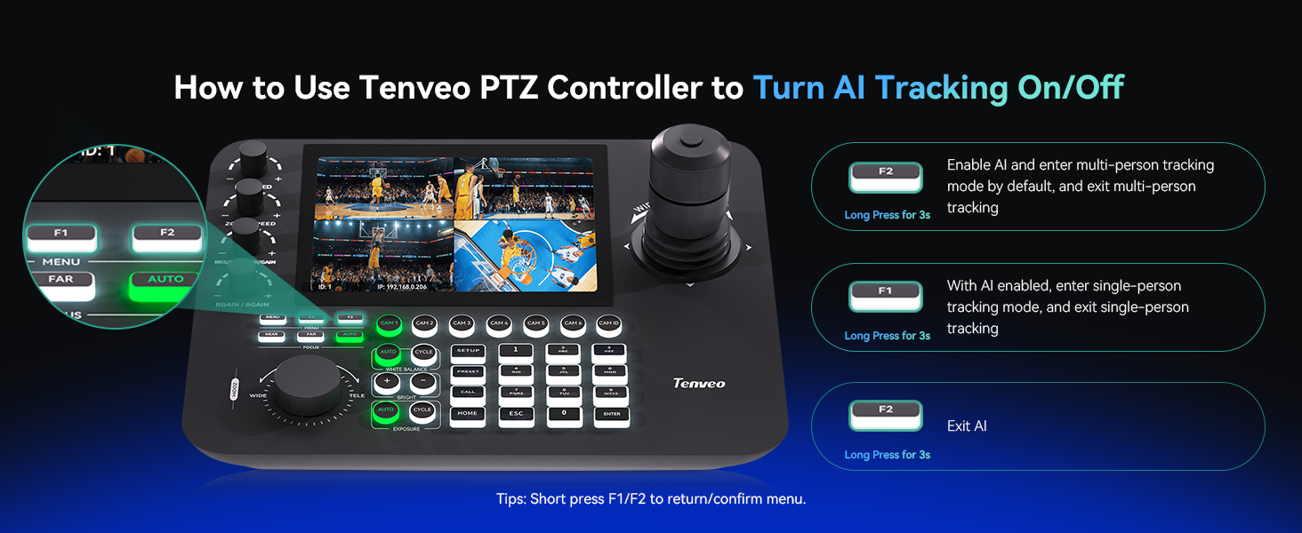 Amazon.com: Tenveo NDI PTZ Camera Joystick Controller, 7'' LCD