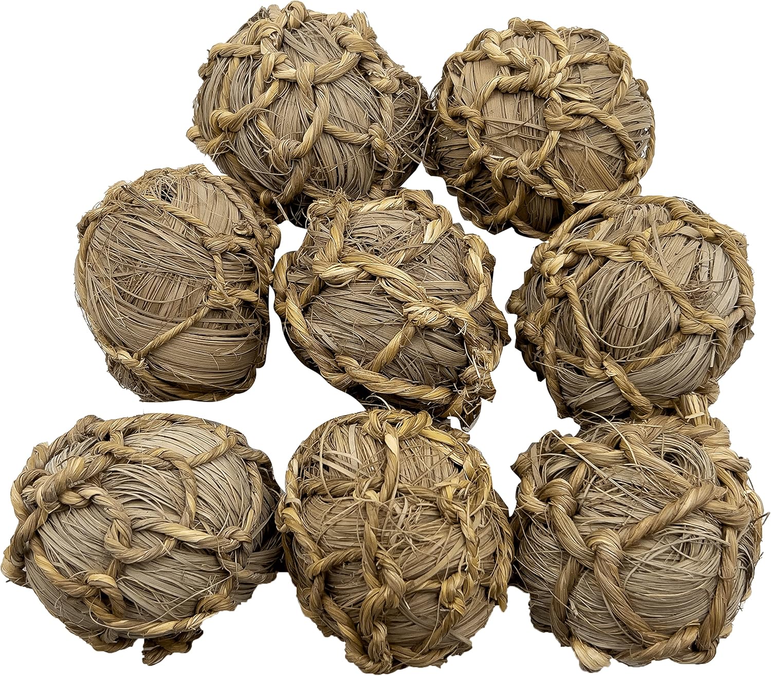 5019 Pk12 Seagrass Sphere Chewers – Handwoven Natural Foraging & Chew Toys for Parrots– Shreddable Bird Foot Toys – Enrichment & Cage Toys for Small & Medium Birds - Made with Natural Seagrass Strips
