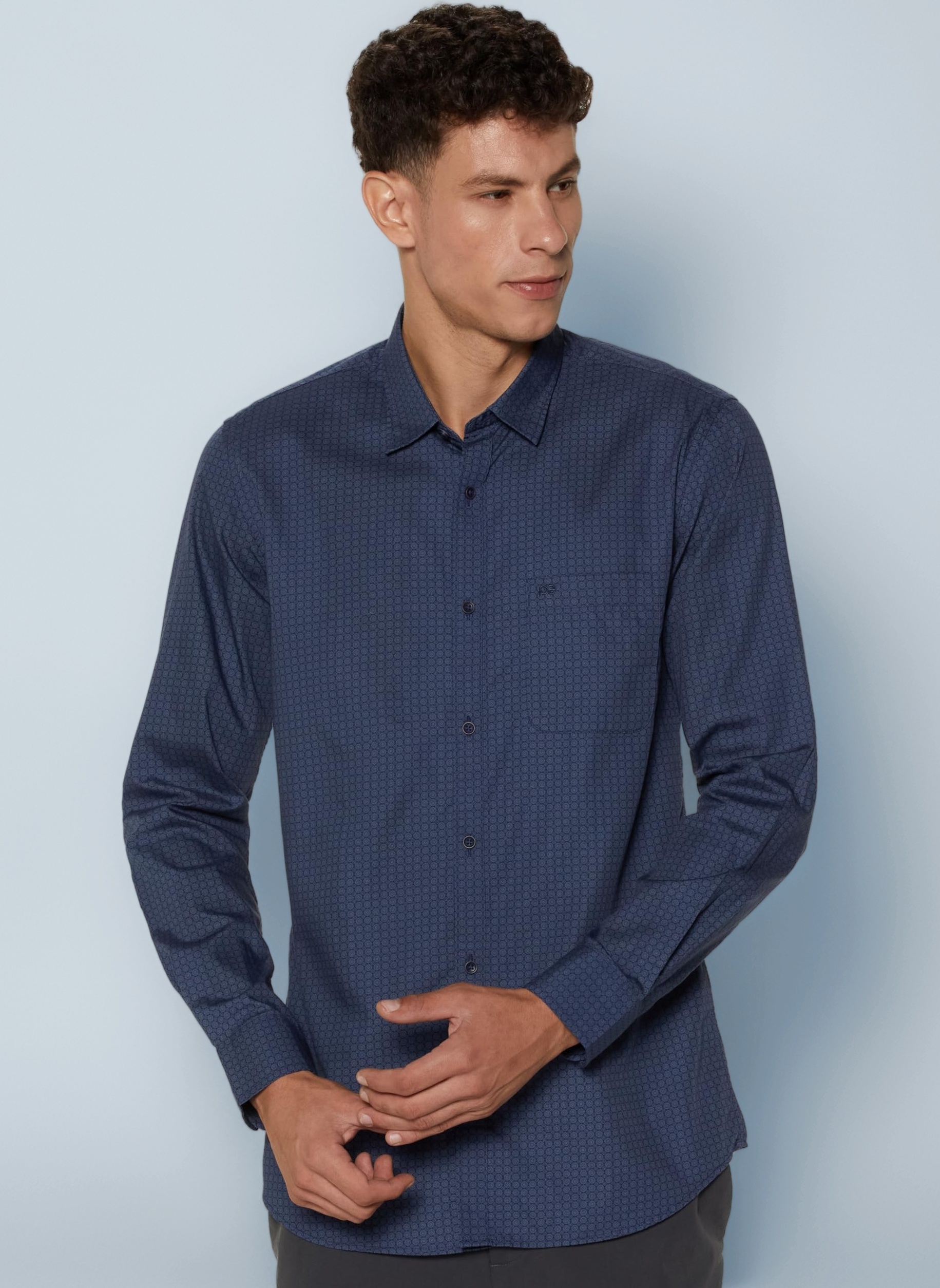 Peter England Men's Everyday Ditsy Print Slim Fit Full Sleeve Casual Shirt | 100% Cotton
