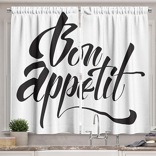 Miniatura 14 de Lunarable Cortinas de cocina de pavo real, pájaro abstracto, exquisita cola, pavo Cristatus indígena, juego de 2 paneles para decoración de cocina