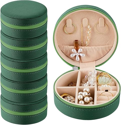 6 piezas de joyería de viaje para dama de honor cajas de regalo de joyería organizador de viaje caja de joyería redonda pequeña mini almacenamiento