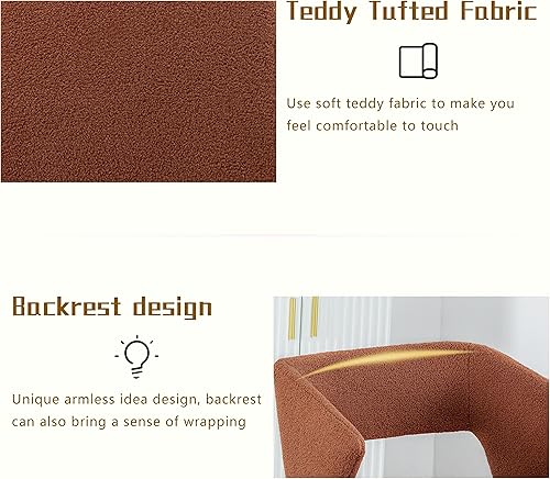 Miniatura 5 de Modern Boucle - Silla decorativa de sherpa, silla armada de tela de cordero, cómoda silla individual copetuda para lectura, dormitorio, oficina y
