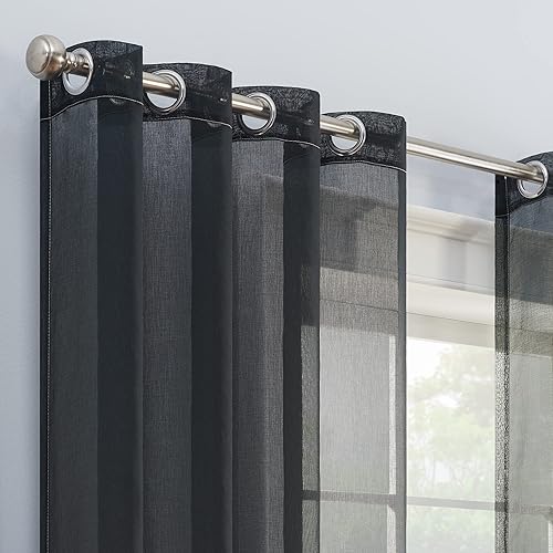 Miniatura 3 de ECLIPSE Ines Cortinas impresas con textura ombre, de filtración ligera con ojales, para ventana de dormitorio (2 paneles), 52 pulgadas x 63