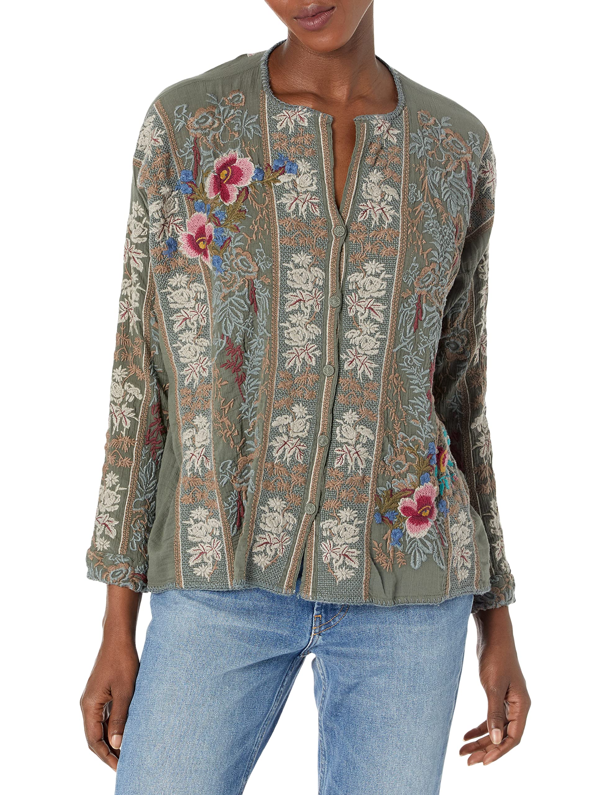 Johnny Waswomens Long Sleeve Button Down Blouse