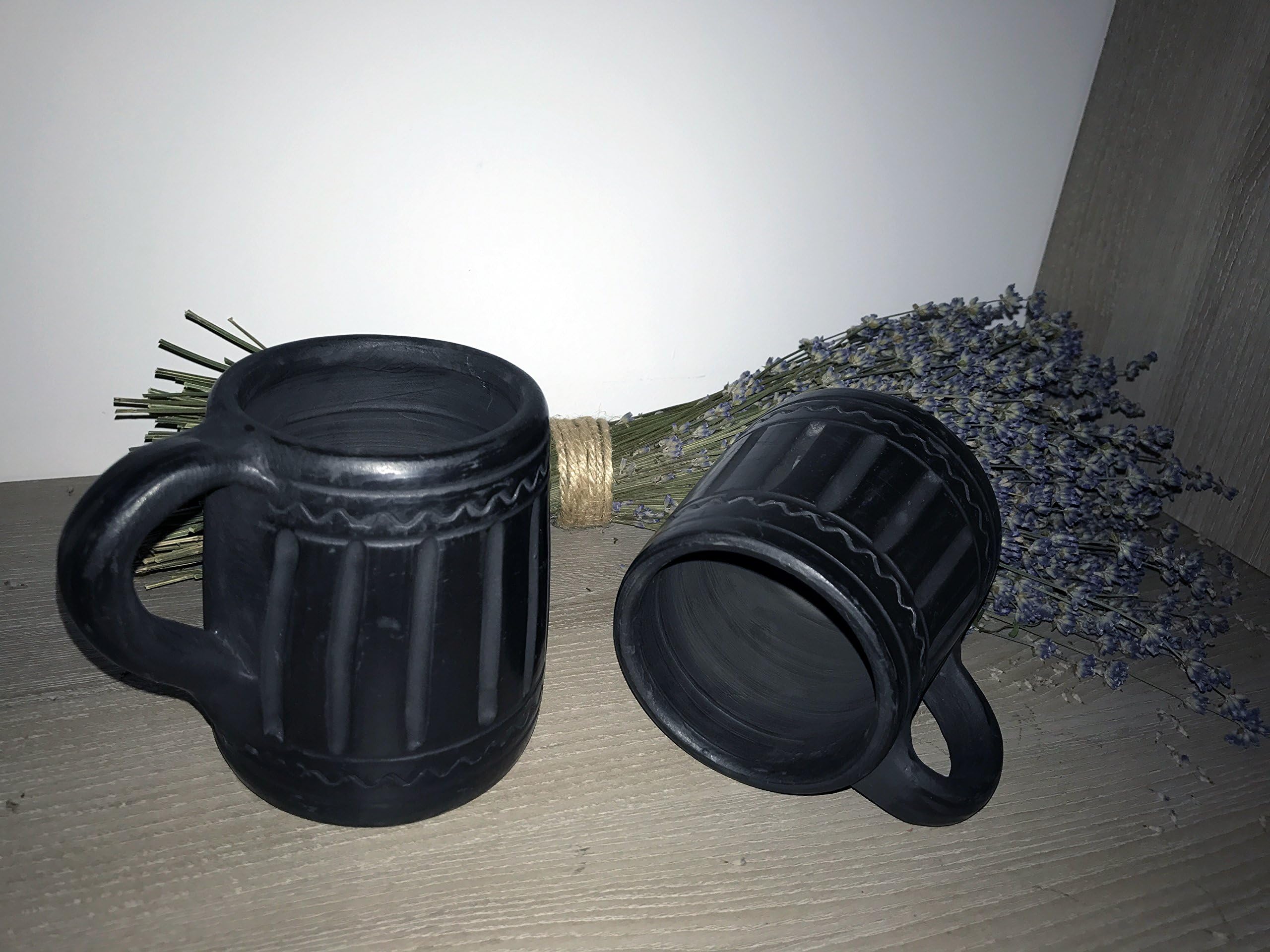 Black clay mug - handmade cup – set of 2 pcs BUY ONE, GET ONE FREE