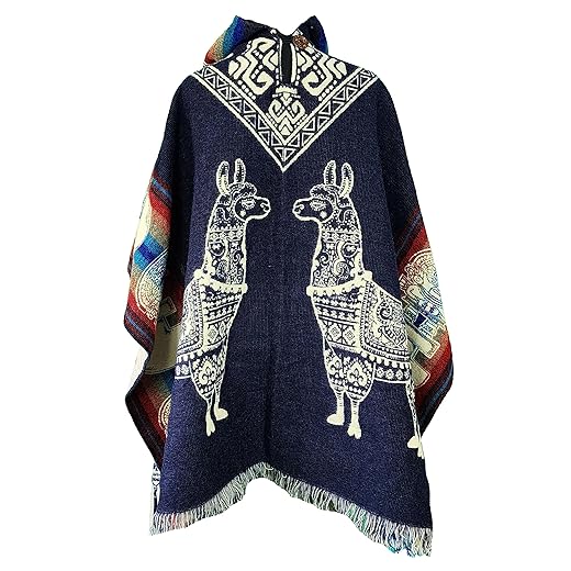 Men Poncho - Alpaca Wool poncho – Warm Ecuadorian Cloak, Thick Western Gaban, Cowboy Serape Shawl, – Clint Eastwood Style