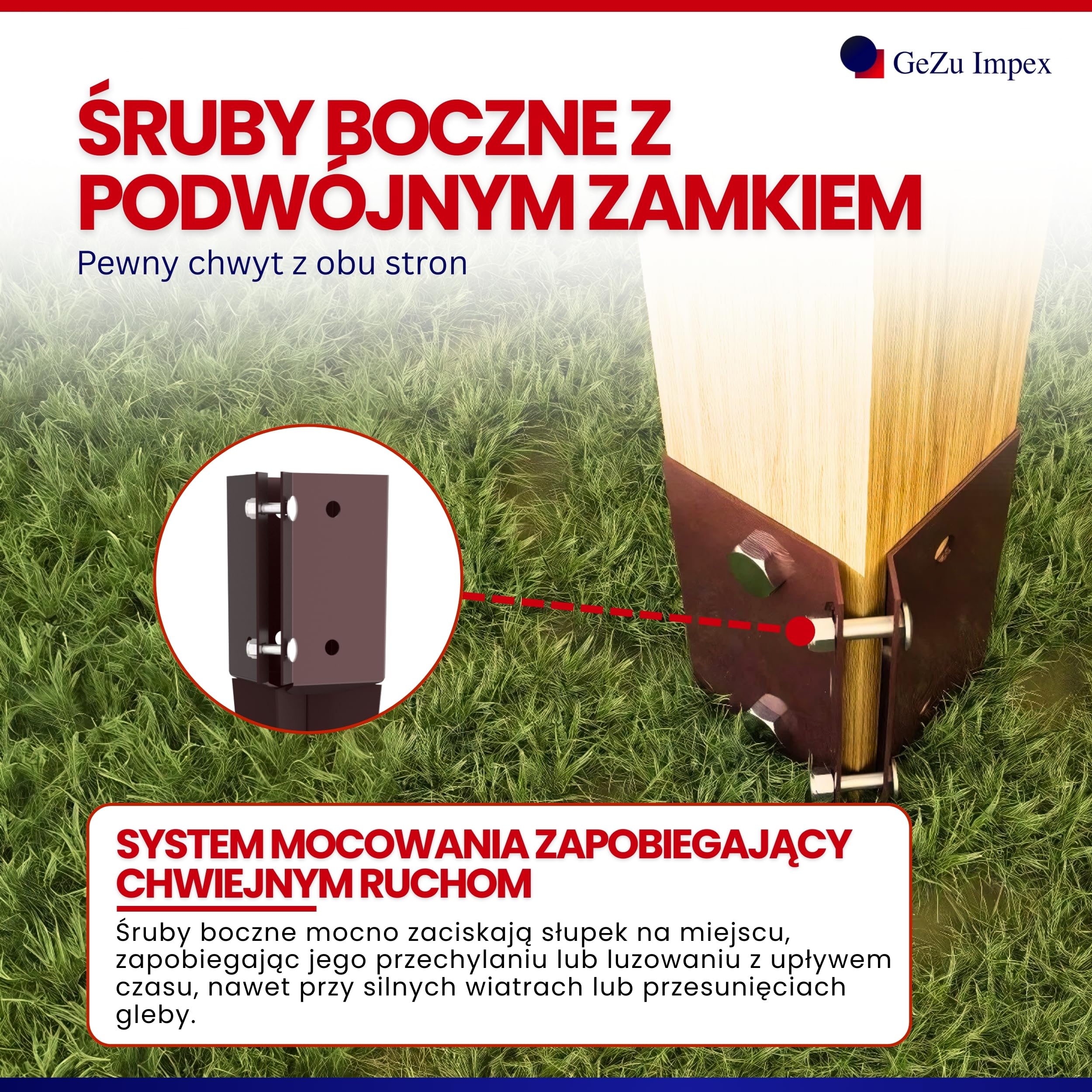 GEZU IMPEX Szybkozaciskowy Wspornik Wbijany 100 x 100 x 750 mm Zestaw 16 Pokryty Proszkowo Kotwa Gruntowa Uchwyt Slupka Ogrodzeniowego Zacisk Wbijany