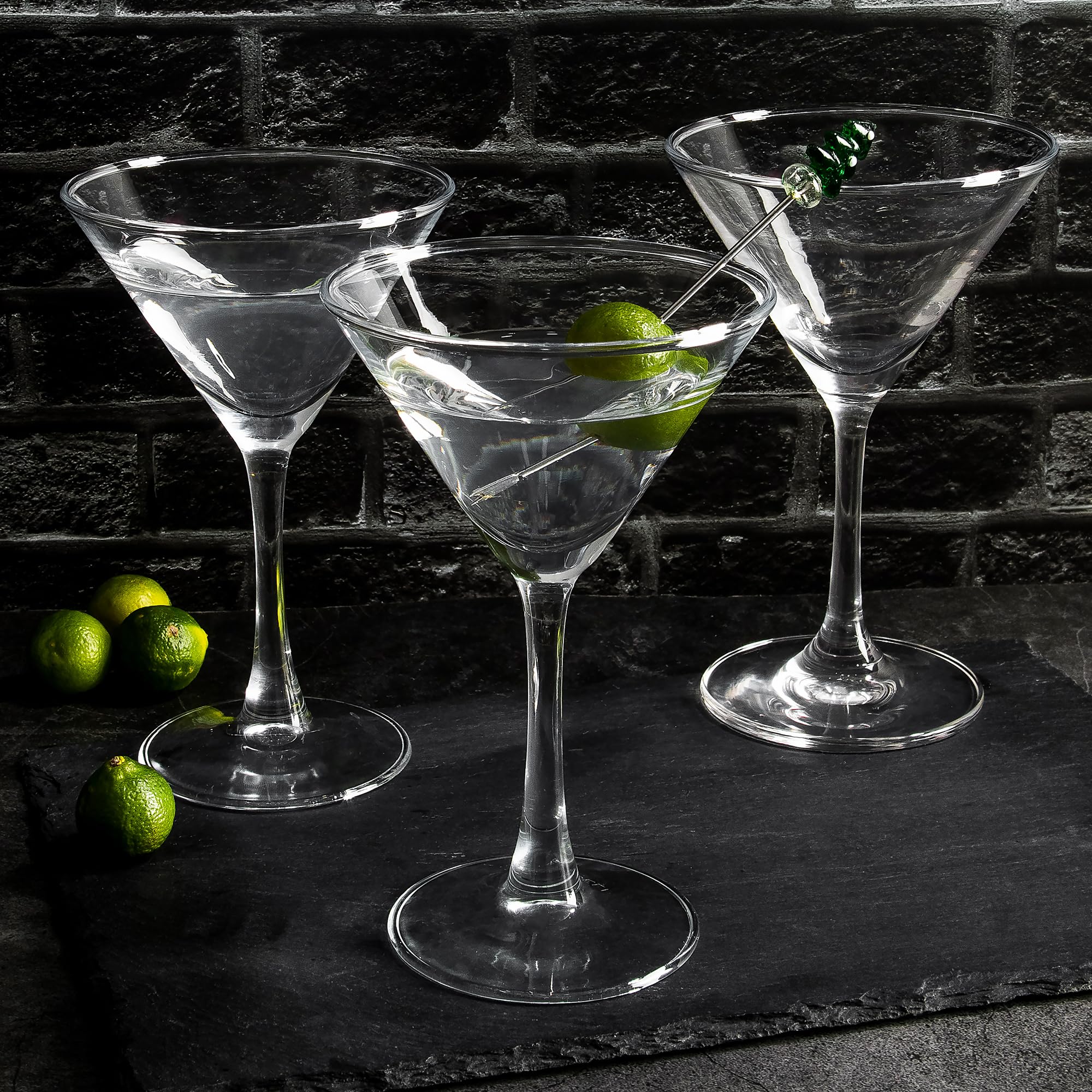 Juego de 7 copas de Martini de 6 onzas, copas de vino de Martini con tallo clásico, juego de copas de Martini transparentes para bar, fiesta de cóctel, boda, al aire libre, camping y más