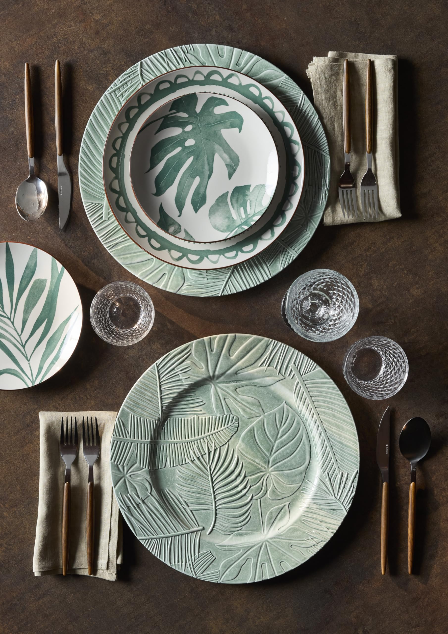 Tognana Rio Verde, vajilla para 6 personas, 18 piezas, porcelana, verde