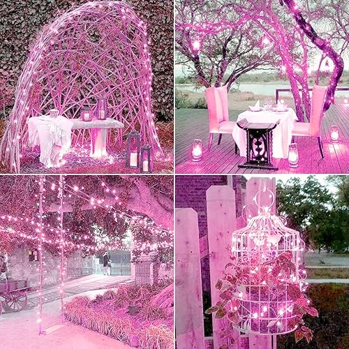 Miniatura 3 de JMEXSUSS Luces solares rosas de decoración para el día de San Valentín, 100 luces LED de hadas solares rosas, paquete de 2 unidades cada una de 33