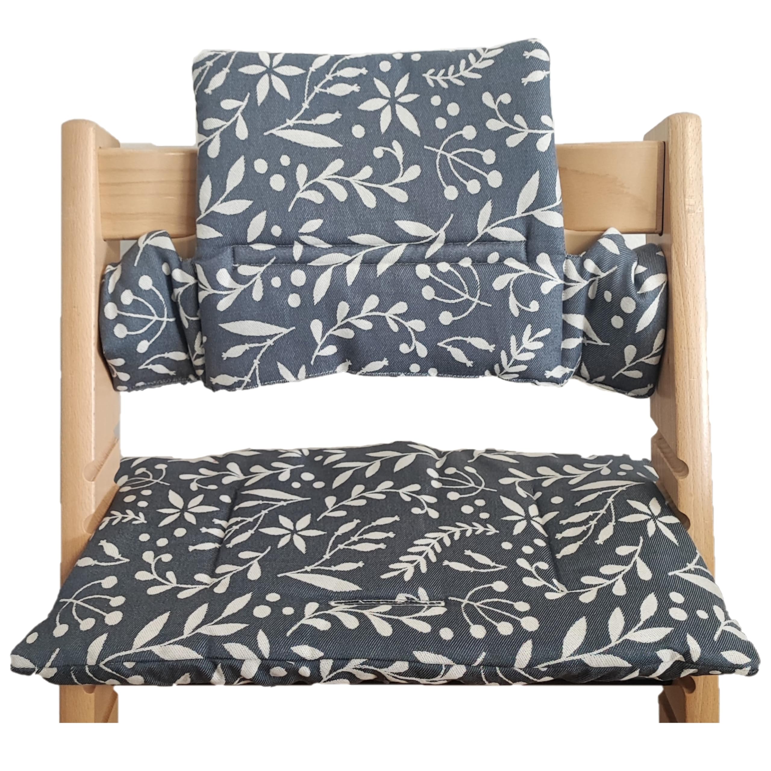 Kadem® Sitzkissen 100% Bio Baumwolle | Classic Kissen Sitzbezug Hochstuhlauflage | 2-teilig passend für Stokke Tripp Trapp Kinderhochstuhl | maschinenwaschbar einfache schnelle Befestigung | Lunaria