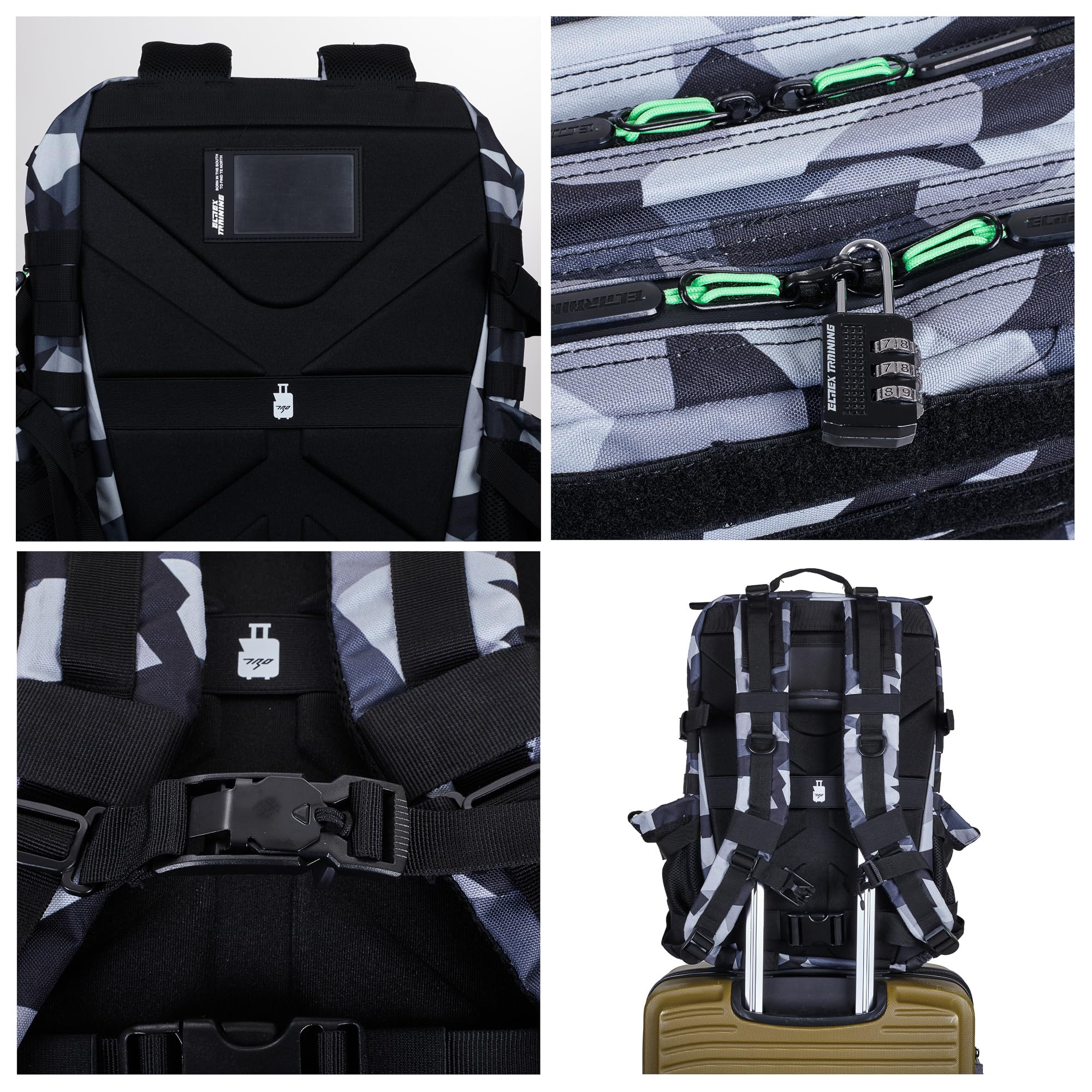 ELITRAINX Mochila 45L Táctica Militar USA Impermeable Deporte, Cabina Avión, CrossTraining, Aire Libre Deportes Gimnasio Portatil by ELITEX TRAINING (Hulk) — view 3