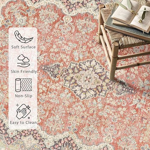 Vista 55 de Alfombras pequeñas de 2 x 3 pulgadas para entrada, alfombra bohemia verde para baño, pasillo, alfombra de cocina vintage, antideslizante, lavable