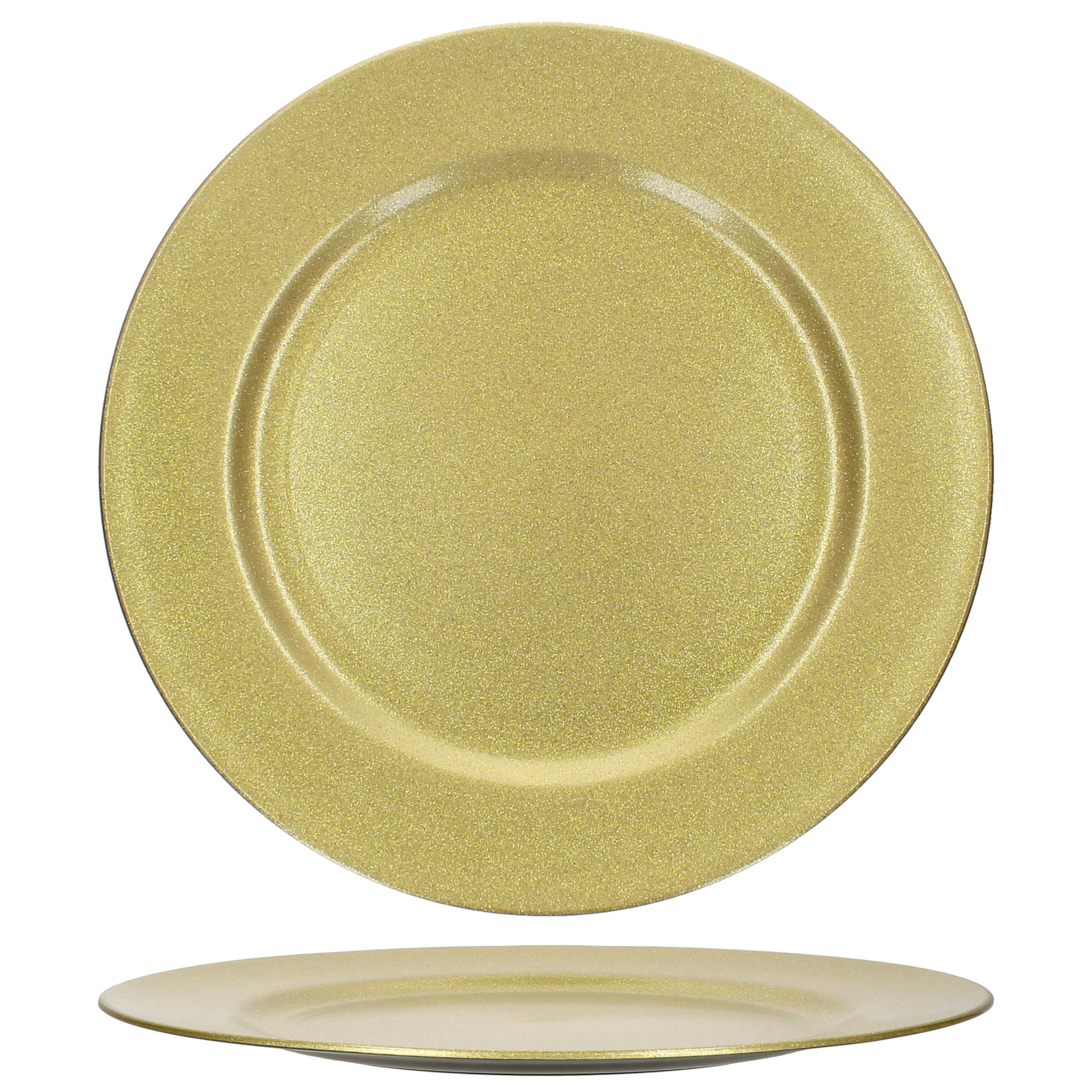 MamboCat 6-TLG. Set Platzteller Gold I Weihnachts-Teller I Tisch-Set, Untersetzer, Platte, Unterlage I Deko-Accessoire I Silvester, Partys & Co