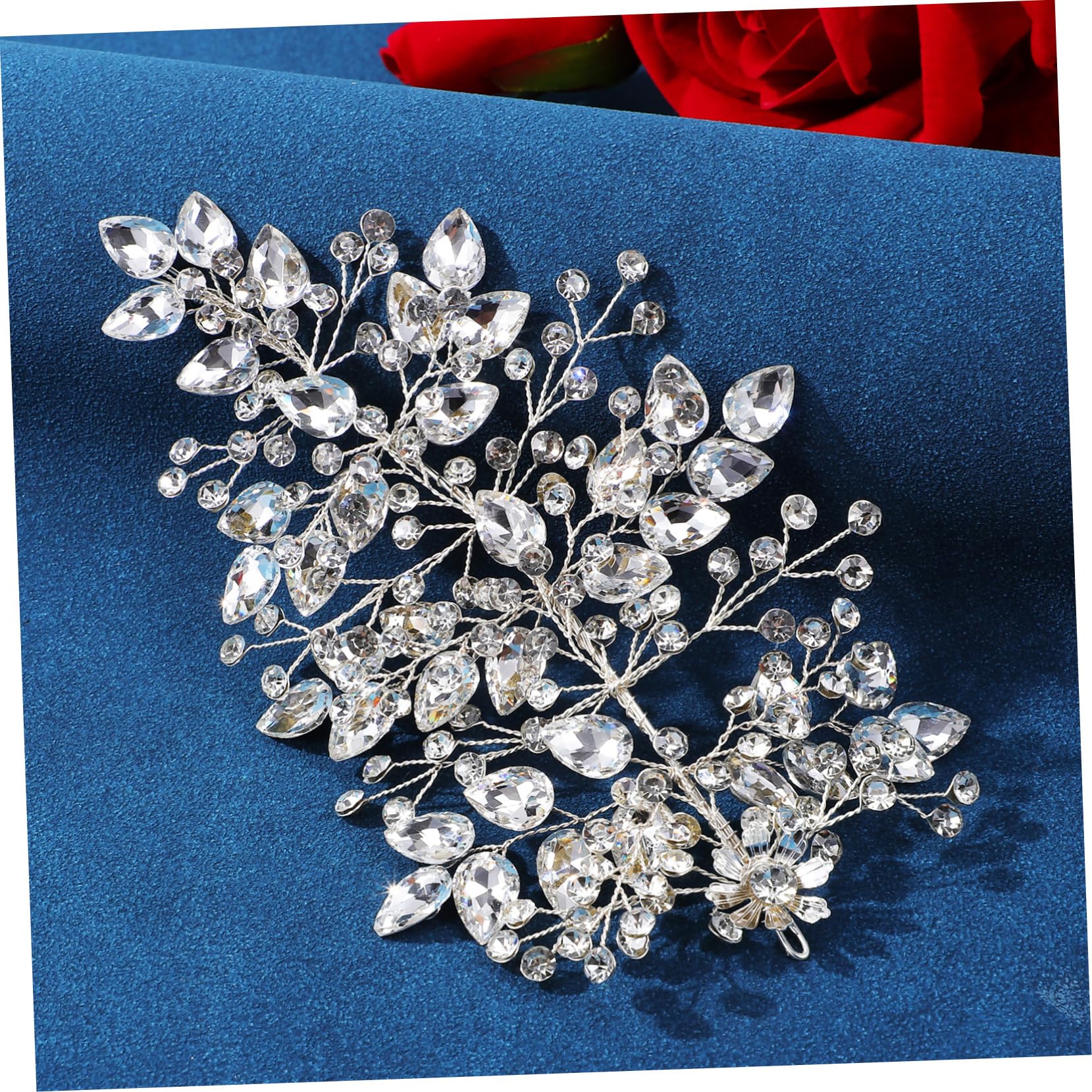 2 Stück Braut Haarschmuck mit Strasssteinen für Hochzeit Damen Silber