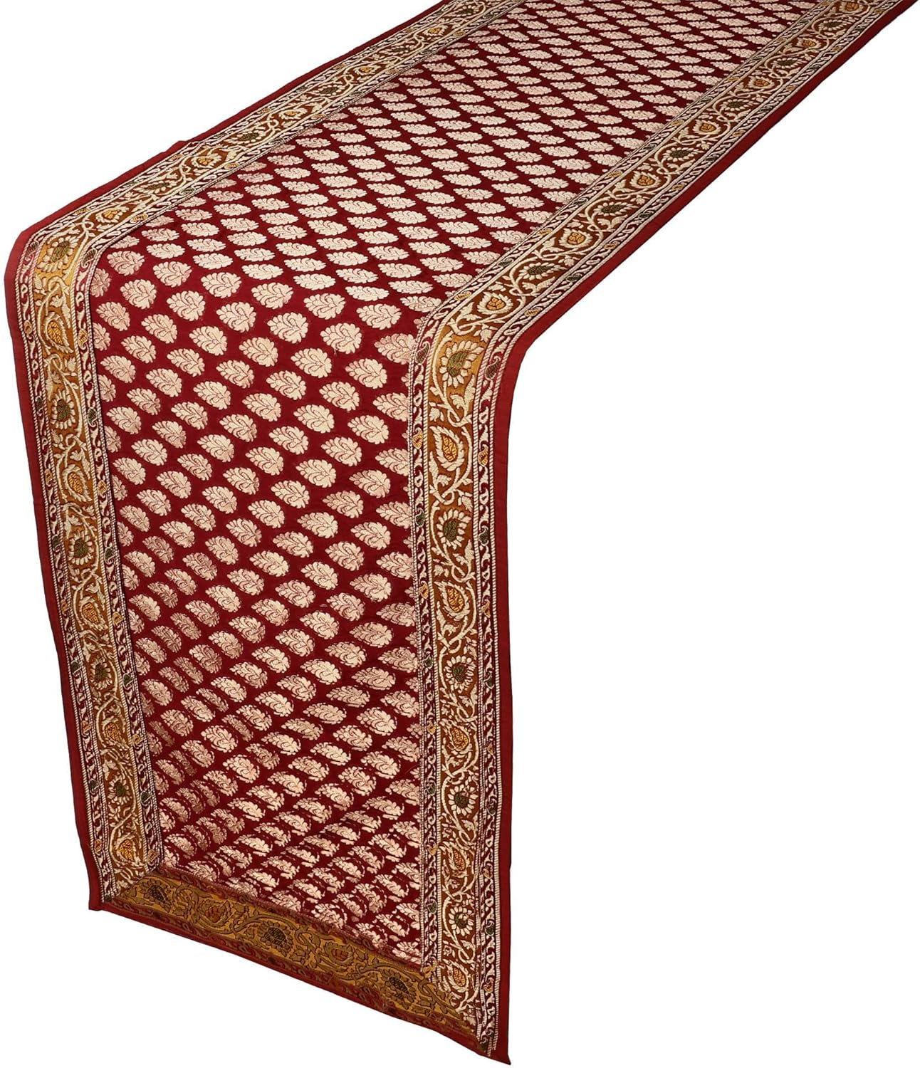 Maroon Red Table Runner Brocade Silk Decor Indian Amazon.co.uk Home