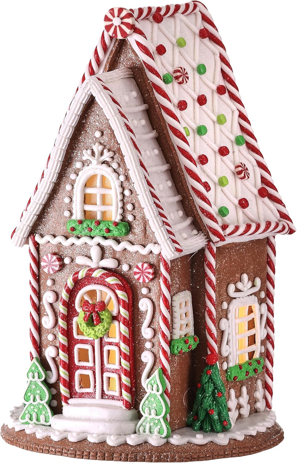 One Holiday Way 13-Inch Decorative LED Light Up Faux Gingerbread Cake A-Frame House w/Timer - Kitchen Tabletop Mantel Christmas Village Xmas Party Home Decor - Lighted Indoor Centerpiece Decoration