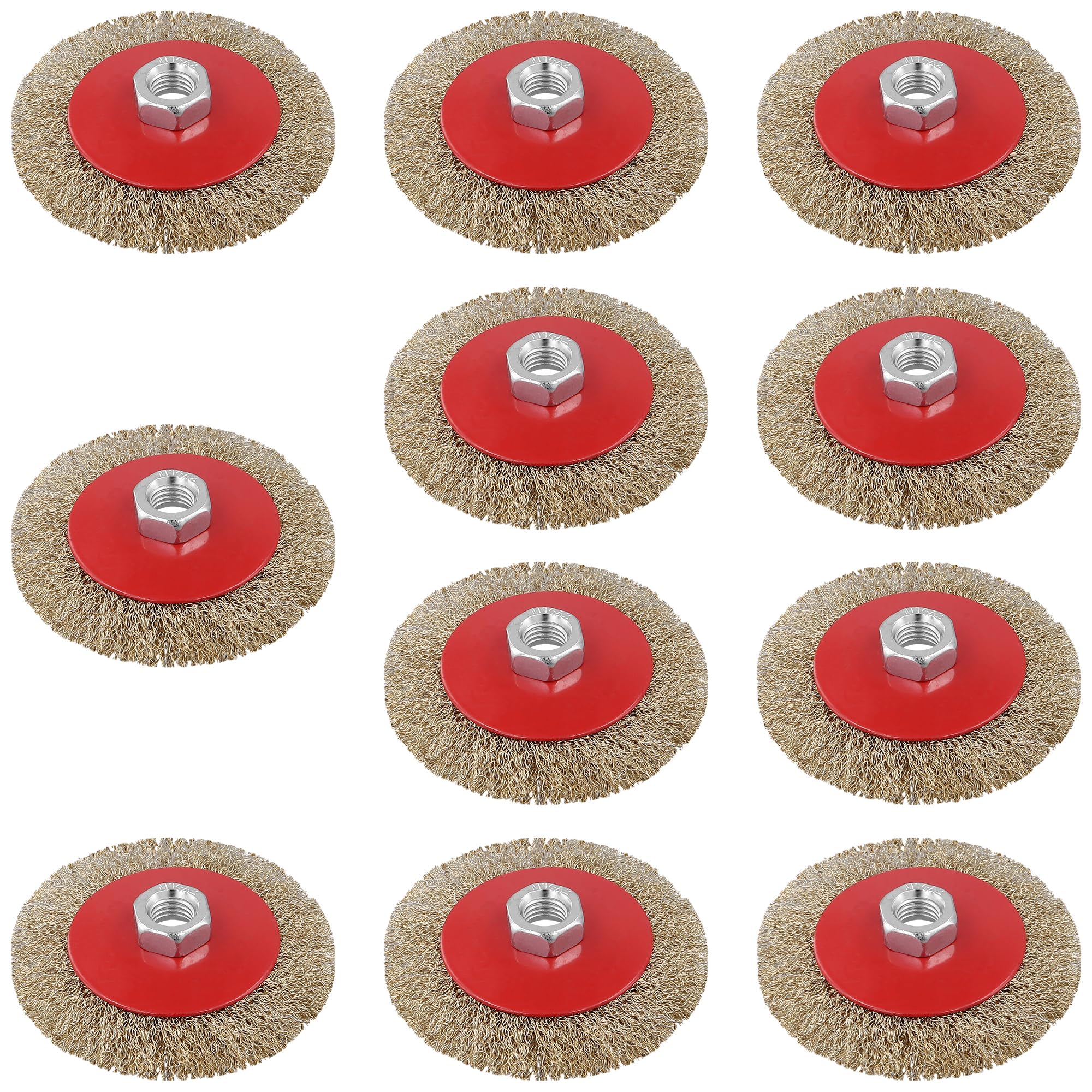 Lot de 10 brosses métalliques de 100 mm pour meuleuse d'angle, filetage M14, roues en fil d'acier très résistant pour enlever la rouille, décapage de peinture, nettoyage de soudure