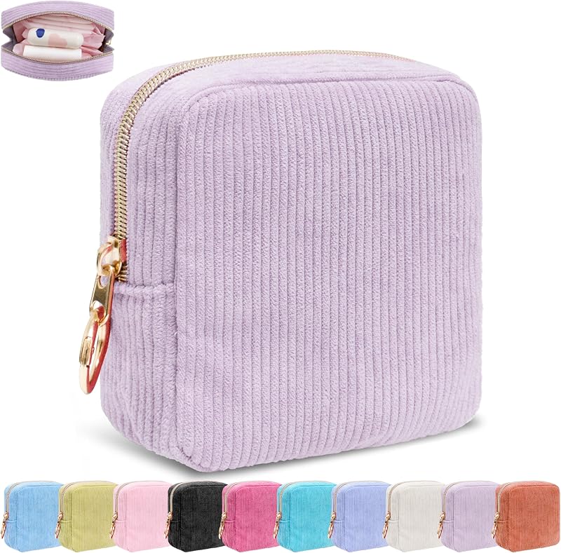 Necessaire CasaRovela para absorventes e tampões em veludo cotelê, A6-Purple, 1 unidade