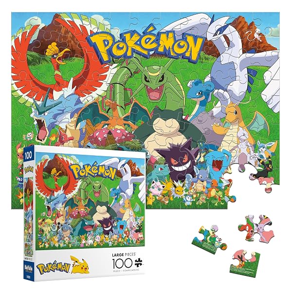 Buffalo Games Pokemon Fan Favorites Jigsaw Puzzle - 100 Piece, 15 x 11 in - Family Fun with Puzzles for Kids - Assembly