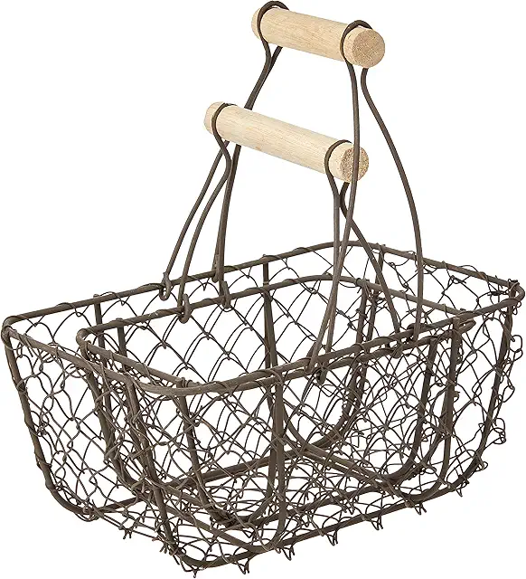 Rayher Tråd Korg Set: 2 Vintage Wire Baskets with Wooden Handle