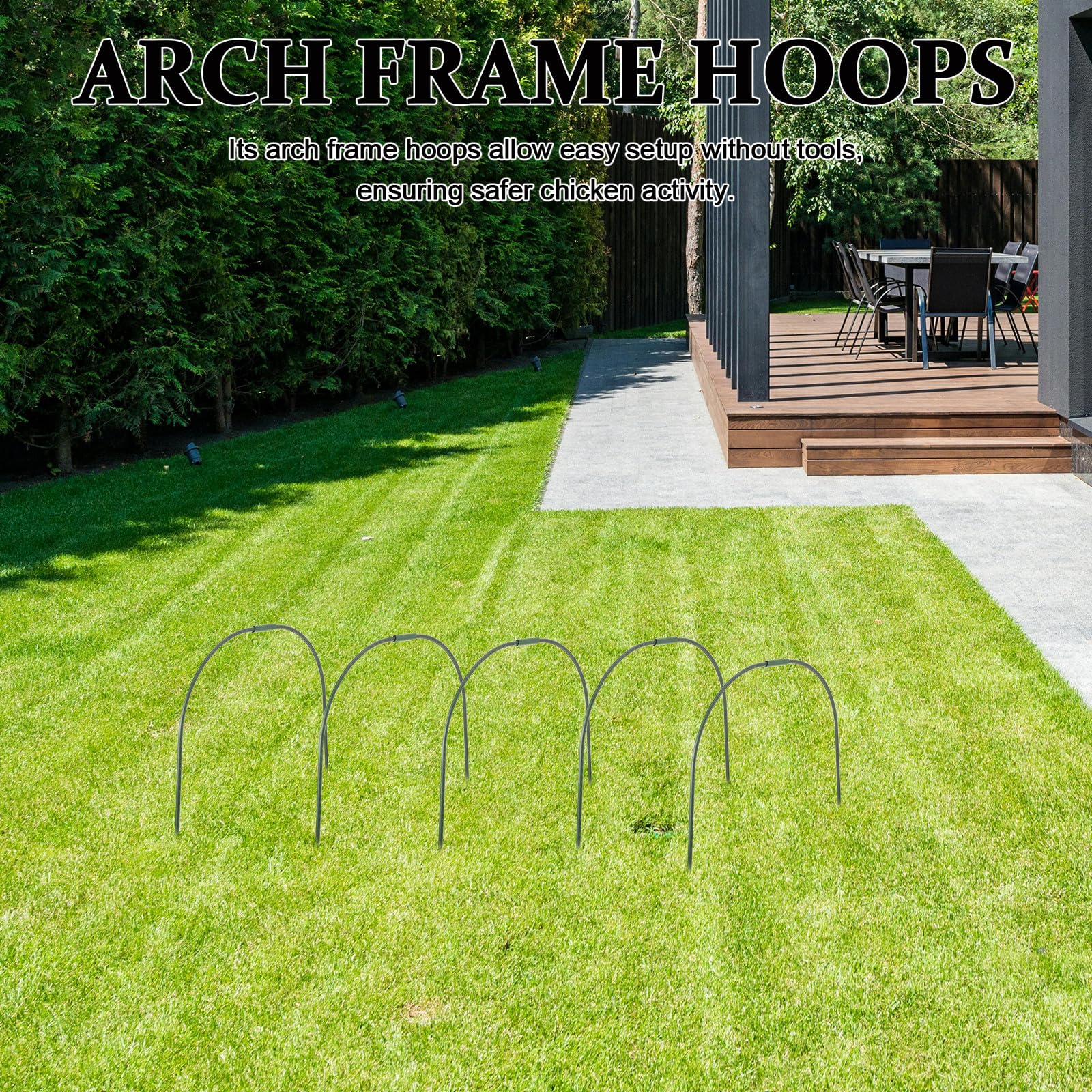 Cadre de Tunnel à Poules Pliable Vert, Lot de 5 pour Jardin