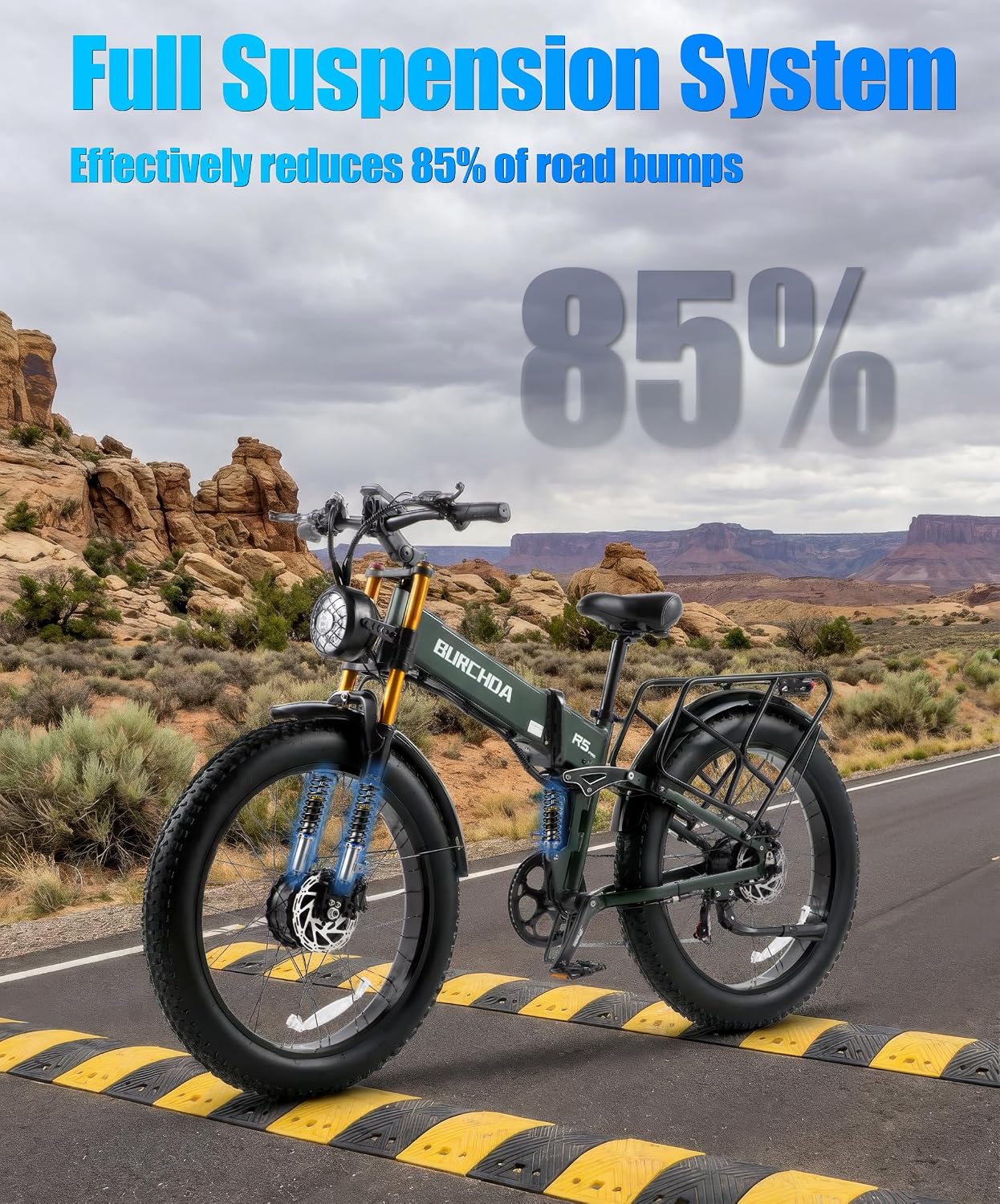 Dual Motor Electric Bike for Adults AWD 3000W Peak 30 MPH Fast E Dirt Bike, 48V 60Ah/30Ah/20Ah Removable Battery 65 Miles/80 Miles/160 Miles Long Range with Full Suspension 26" Fat Tire Mountain Bike