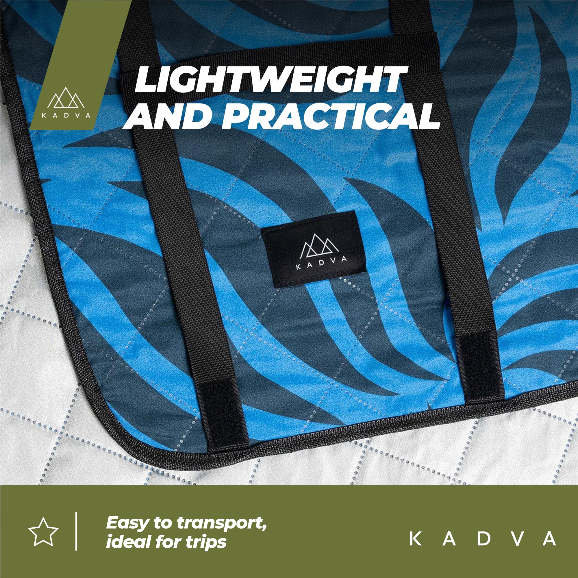 KADVA Coperta da Picnic Blu 140 x 170 cm 100% Poliestere Resistente e Confortevole