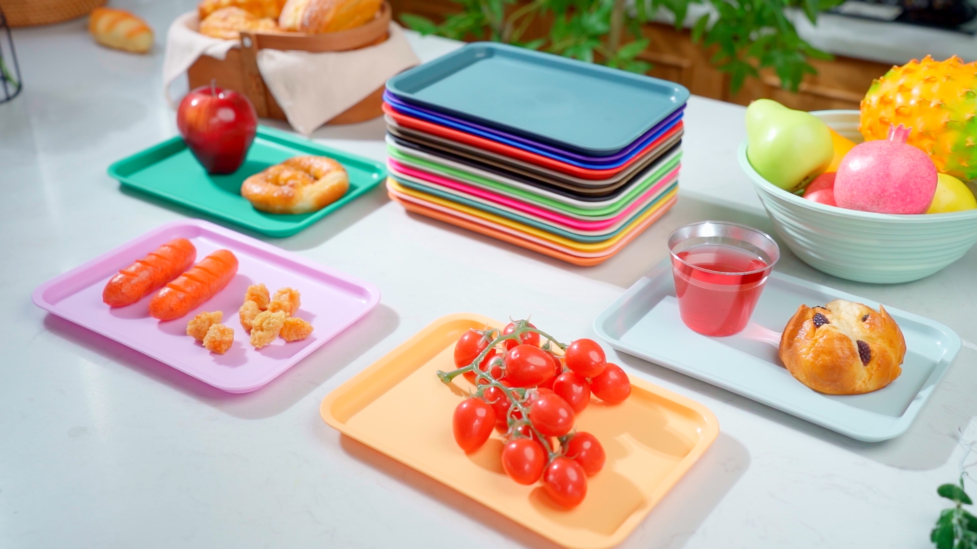 Gikisla Lot De 6 Grands Plateaux De Service En Plastique élégants