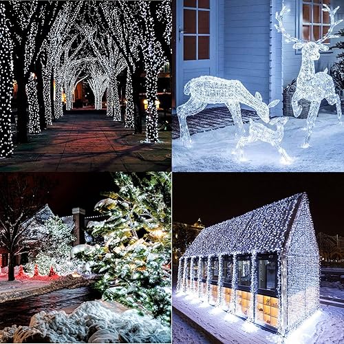 Miniatura 5 de Luces de Navidad de 175 pies para exteriores, 500 luces LED de Navidad con 8 modos, temporizador, luces parpadeantes impermeables para fiestas de