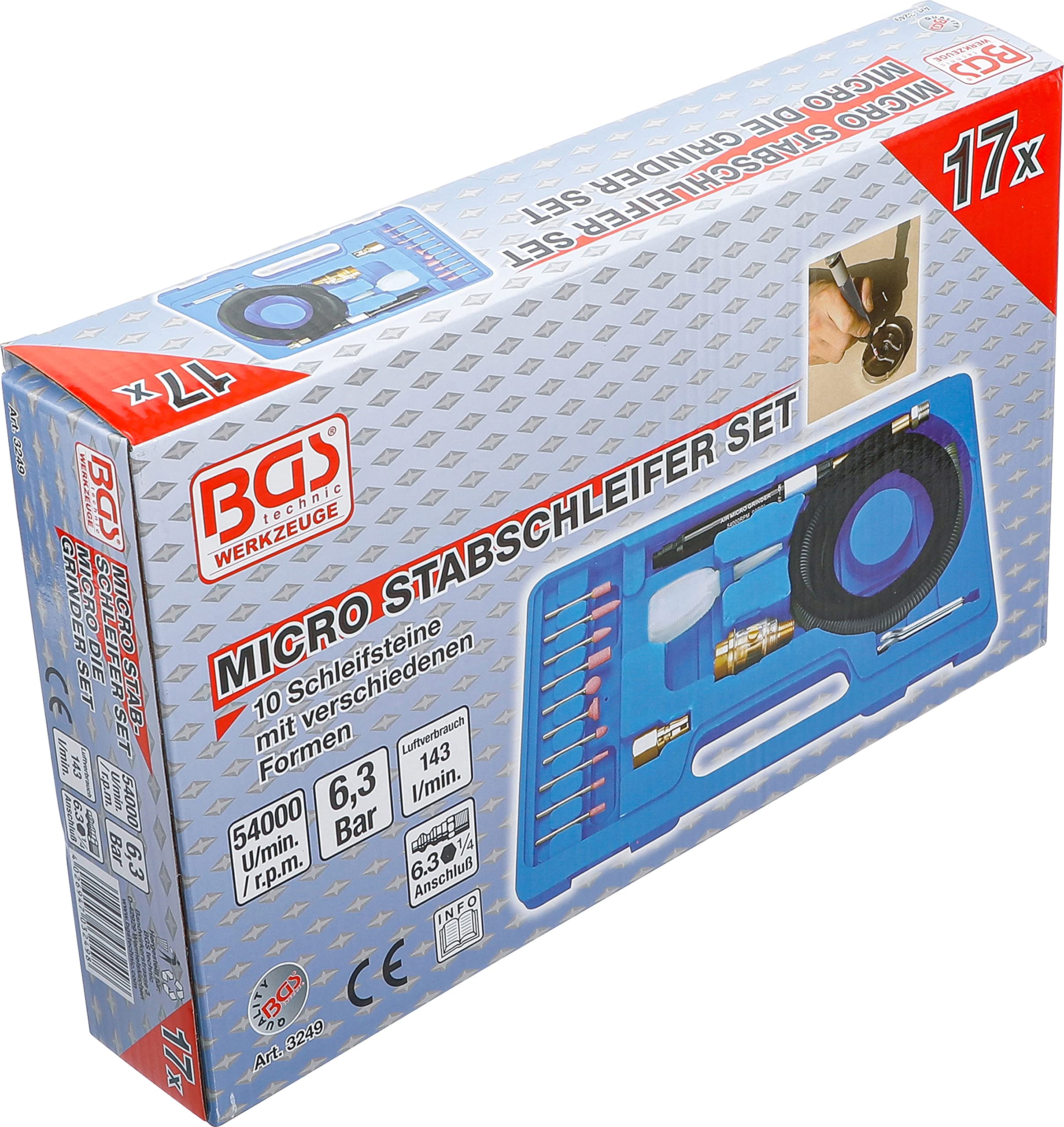 BGS 3249 | Coffret d'accessoires de meulage micro | 17 pièces