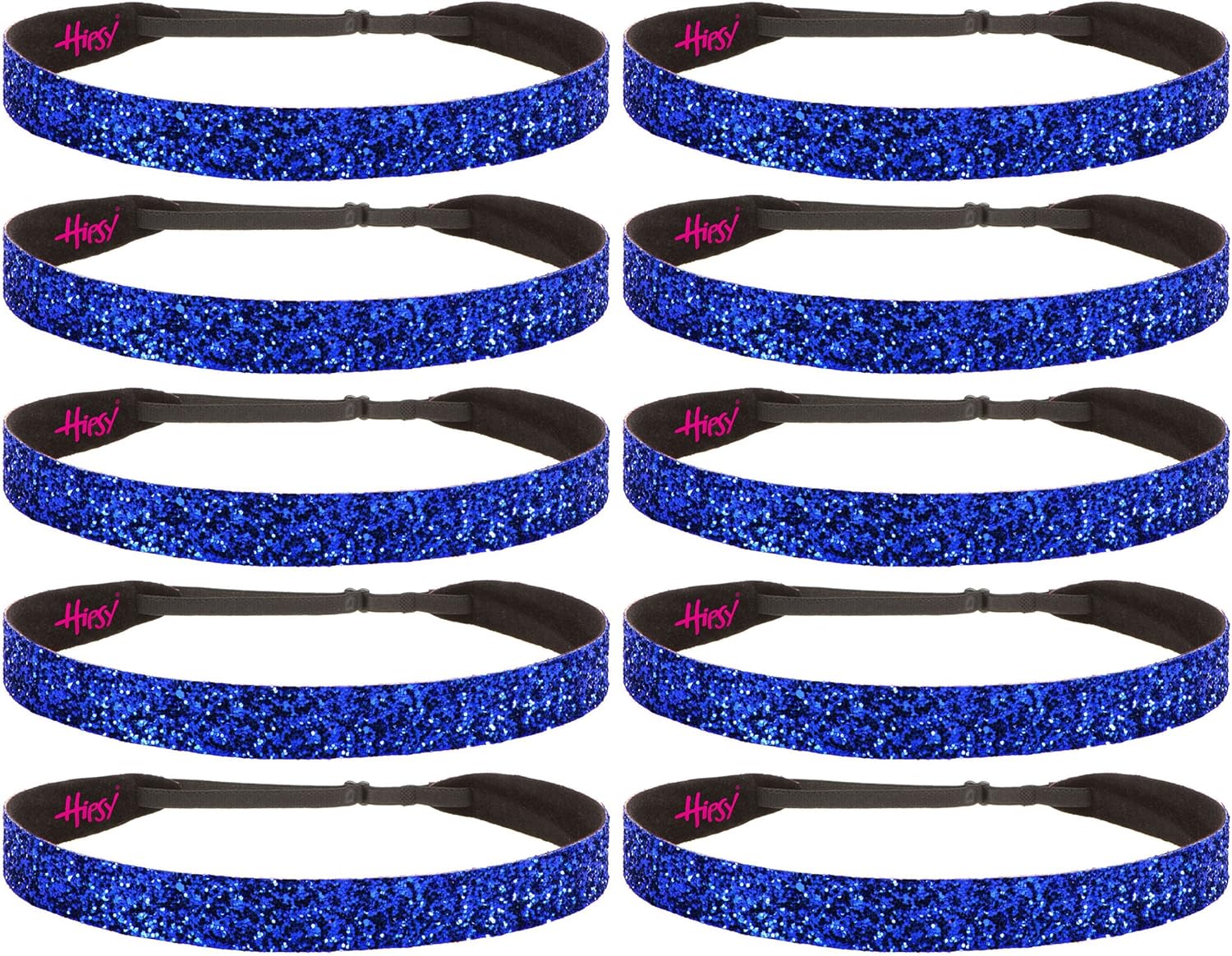 Hipsy Women's Adjustable No Slip Royal Blue Bling Glitter Team Sports Headband Multi Packs