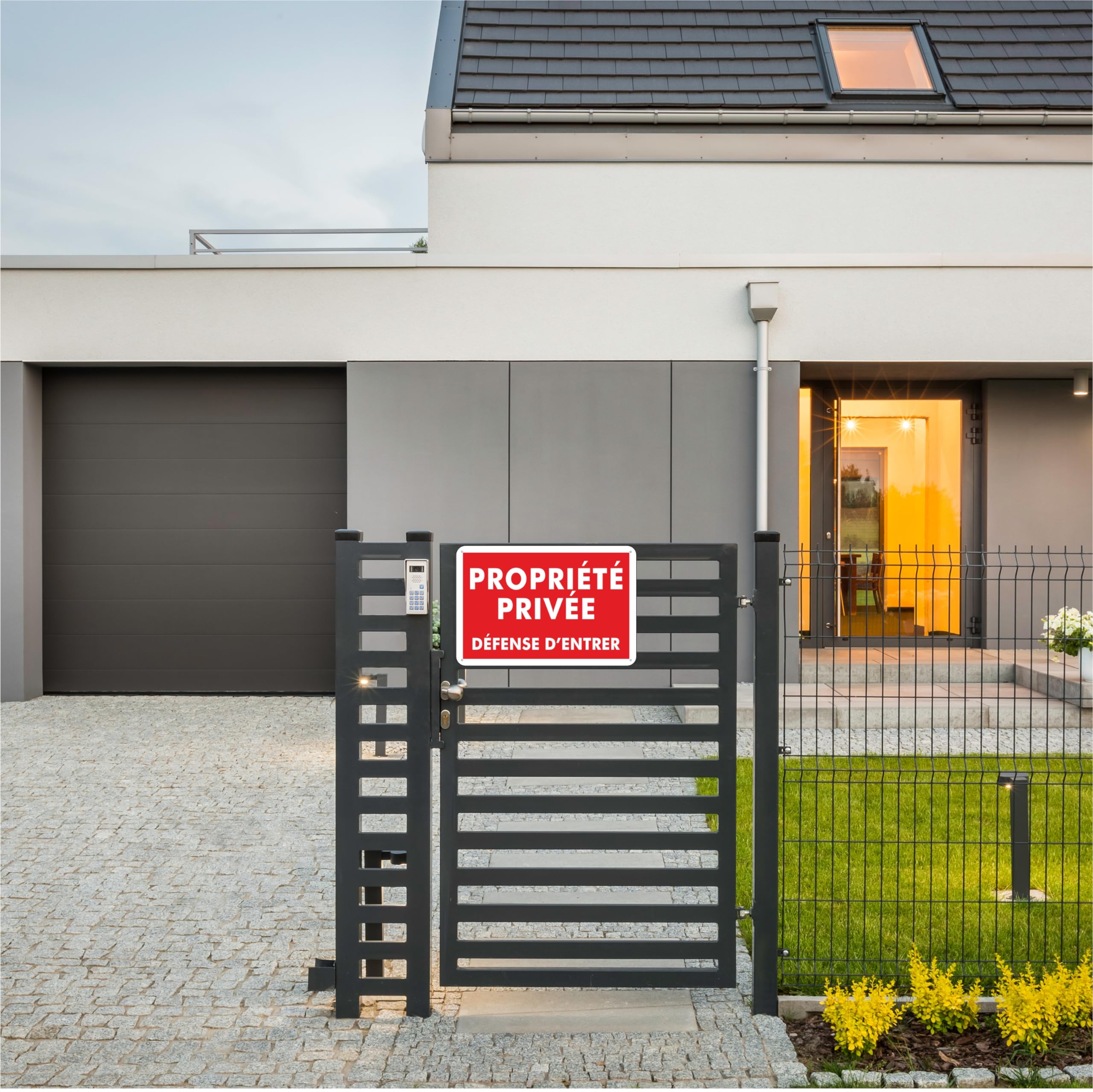 Pubblimania 3 PROPRIETE PRIVE - DEFENSE D'ENTRER panneau plaque en métal aluminium, épaisseur 3 mm avec 4 trous (Lot de 3 Cm 30x20)