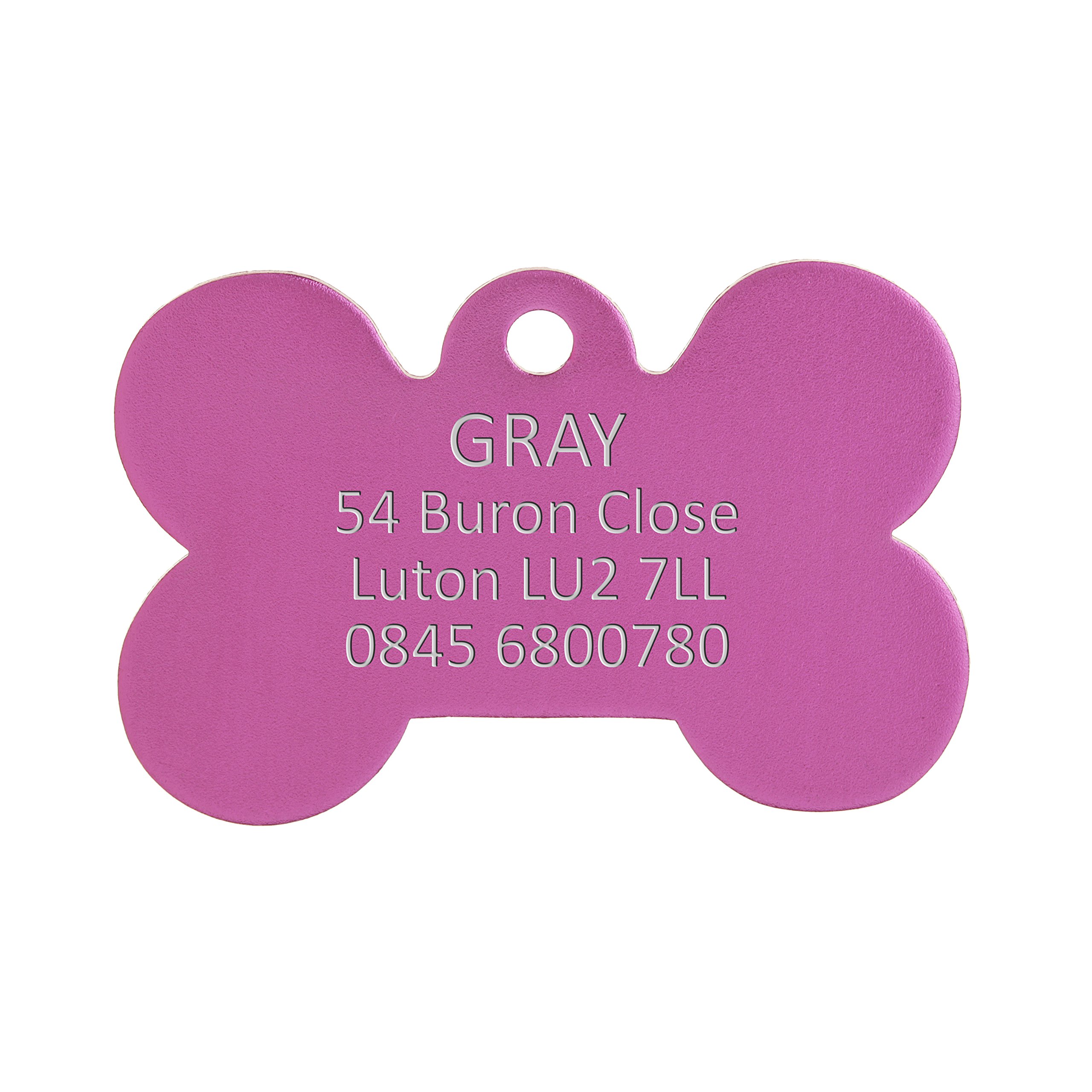 Bow Wow Meow Customised Pink Small Bone Aluminium Pet Tag