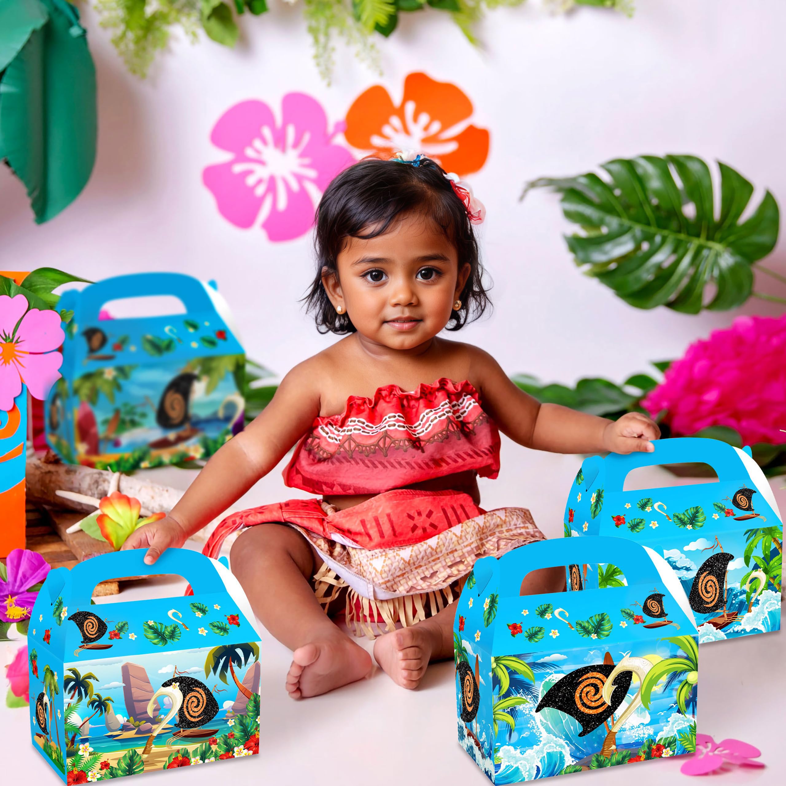 12 Scatole Popcorn Per Festa Moana – Bomboniere Hawaii Per Compleanno E Baby Shower