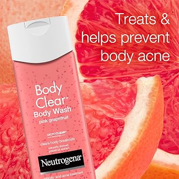 Neutrogena Body Clear Acne Treatment Body Wash with 2% Salicylic Acid Acne Medicine to Prevent Body Breakouts, Pink Grapefruit Shower Gel for Back, Chest & Shoulders, Vitamin C, 8.5 fl. oz