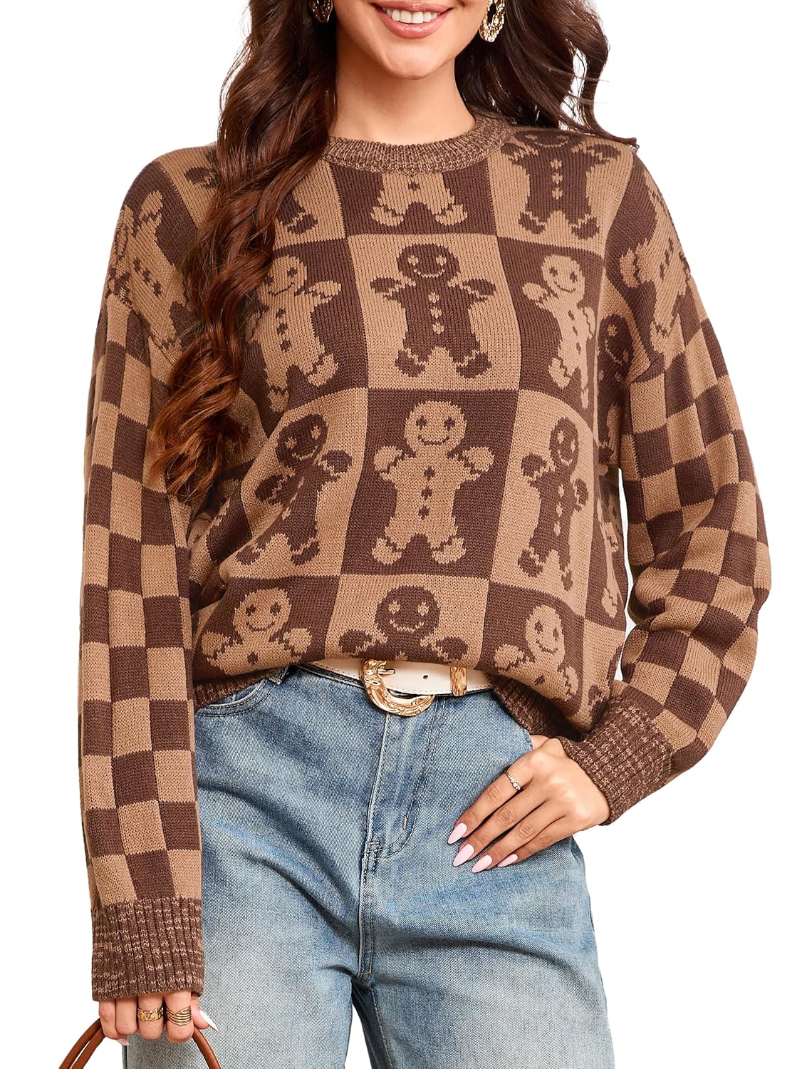 Simplee Womens Christmas Ugly Sweater Long Sleeve Holiday Soft Knit Cute Lightweight Warm Crewneck Pullover 2025 Trendy