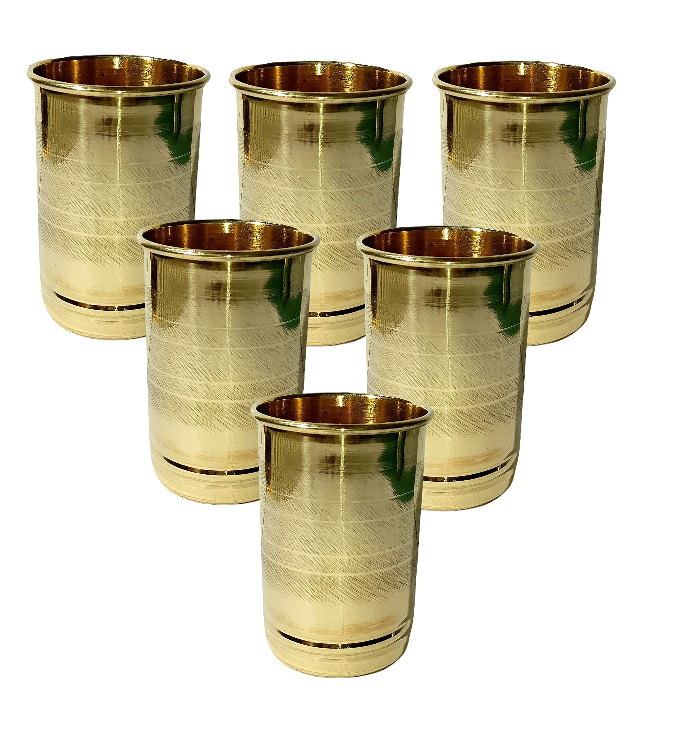 Brass Glass Rings Design Glass for Serving Water Serveware Drinkware Daily Use Water Glass Volume-300 ML Each -