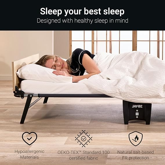 JAY-BE Quick Folding Bed, Pocket Sprung Mattress, Cover & Protector, Single