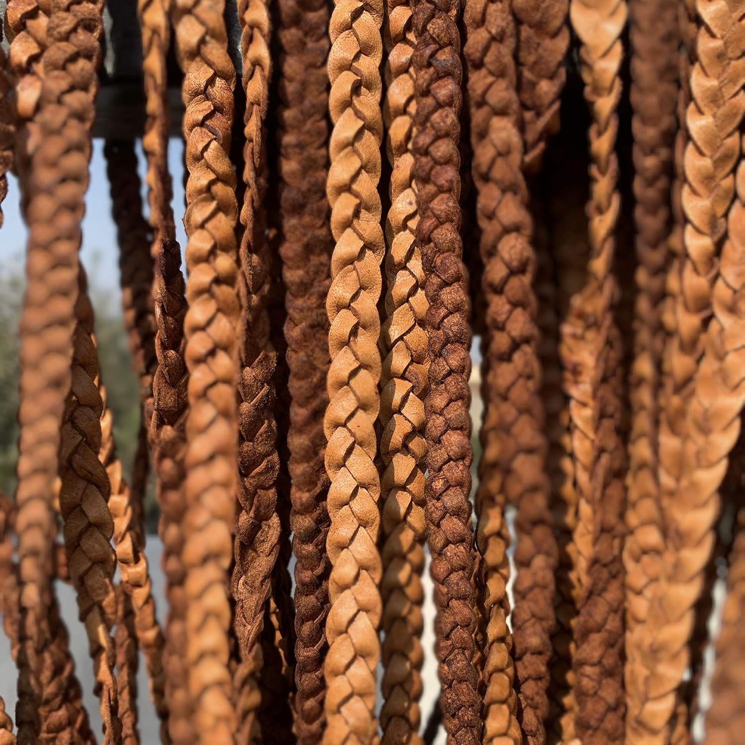 10mm 3 Ply Flat Braided Genuine Leather String Cord, Rope for Jewelry Making, Necklaces, Bracelets, Wraps, Crafts and Hobby Projects, Tan Vintage Color, Hand Braided, Roll of 2 Meters - Image 6