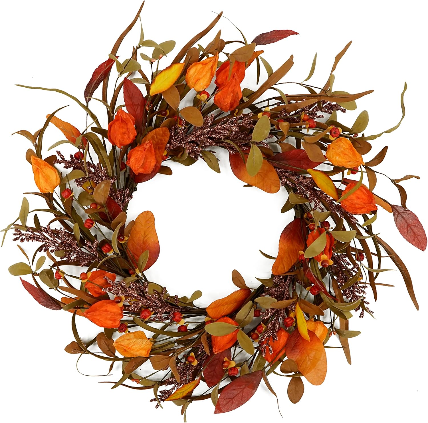 Artificial Fall Wreath Autumn Door Wreath with Cape