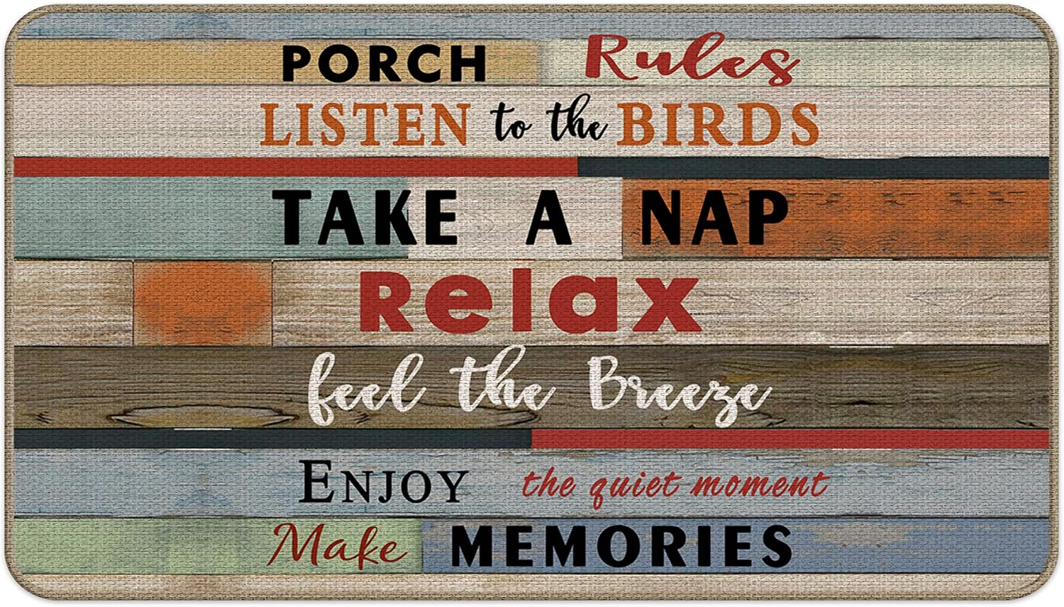 Home Sweet Home Decor Doormat, 17 X 30 Inch Non-Slip Door Mat, Funny Doormat Indoor Entrance, Porch Mat, Farmhouse Kitchen Rugs - Porch Rules