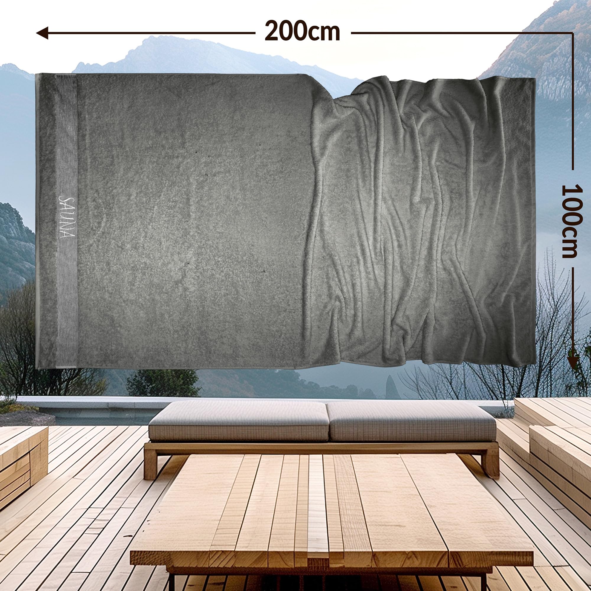 Lashuma Saunahandtuch 100x200 cm, Frottee XXL Badetuch in Dunkel Grau | 500 gsm Frottee aus 100% Baumwolle, als Saunatuch, Badehandtuch, Duschtuch und Liegetuch für Sauna und Bad