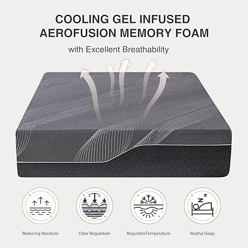 Miniatura 5 de Colchón tamaño Queen, espuma viscoelástica de gel de 14 pulgadas, enfriamiento y alivio del dolor de espalda, certificado CertiPUR-US, sin fibra de
