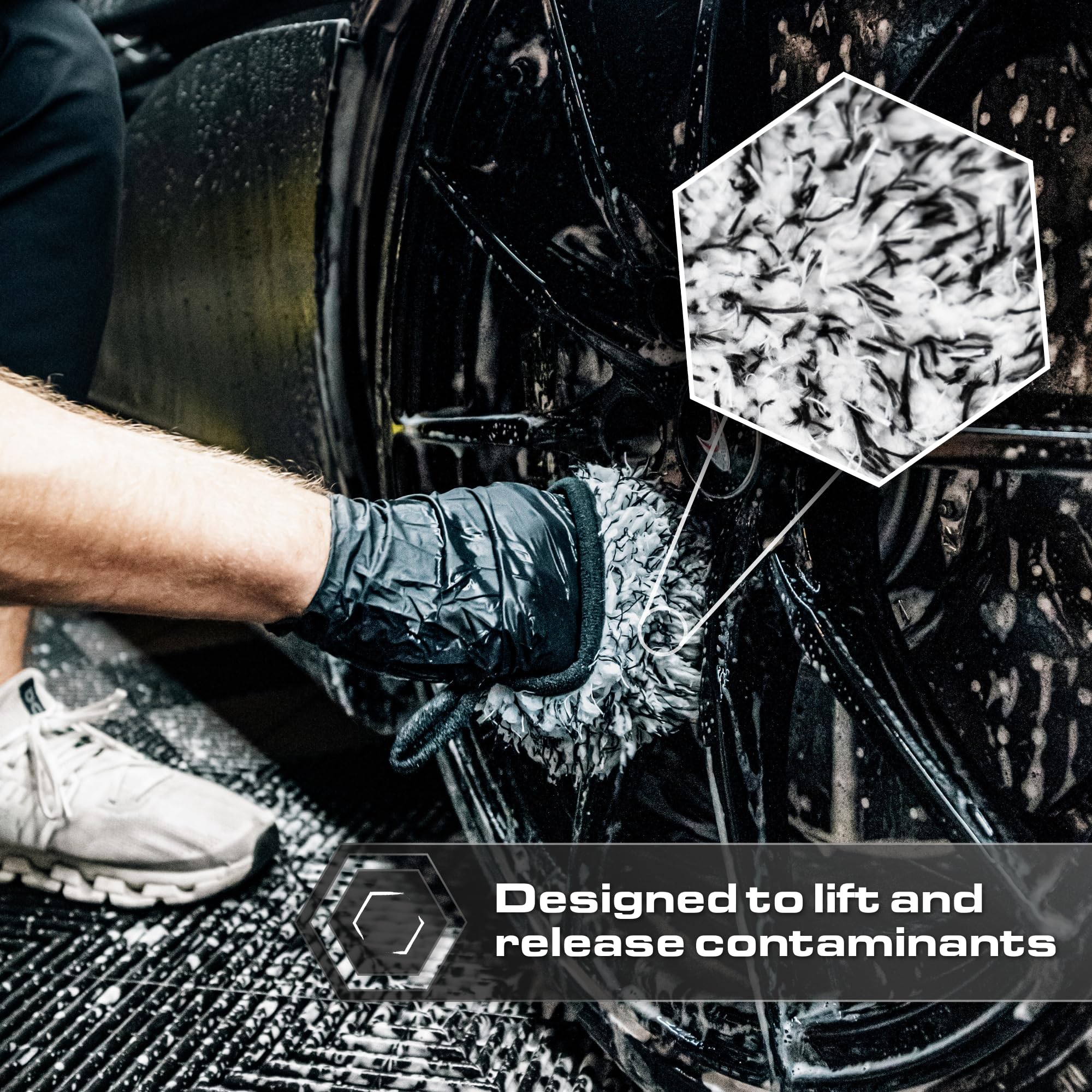 Blackline Mikrofaser-Auto-Radhandschuh, Premium, kratzfrei, Mikrofaser-Waschhandschuh für die Autoreinigung, Auto-Detaillierungszubehör, funktioniert mit Eimer, Autoshampoo oder Schaumkanone, 70 % /