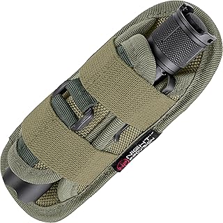 TH1 Tactical Flashlight Holster Duty Belt Pouch Open-end Stretchable Rotatable Clip 360 Degree Holder for Police Military Security Belt